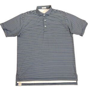 Oliver Ridley Short Sleeve Golf Polo Shirt Blue Stripe Performance‎ Size Large
